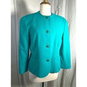 Pendleton Blazer Size 14 Women’s Turquoise and Gold Virgin Wool Green Blazer